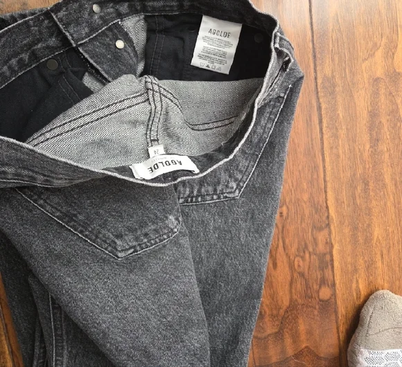 AGOLDE Fran High Waist Wide Leg Charcoal Jeans. Size 24